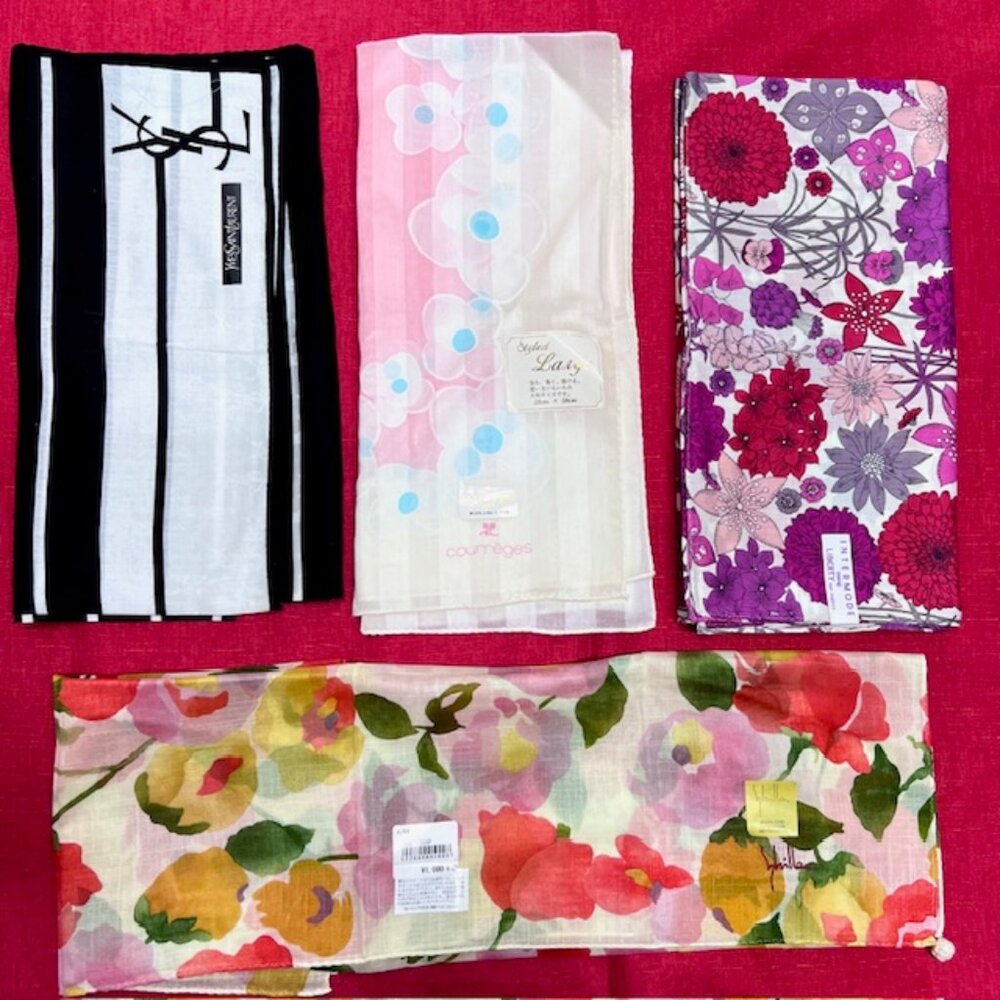 BUNDLE 4: YSL-COURREGES-LIBERTY-SHILLA Scarf/Lg Handker Cott/Silk 24" - 22"(93) - Picture 3 of 16